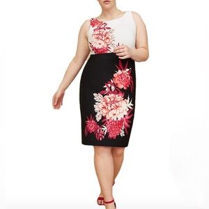 Gabby Skye Women’s Sleeveless Floral Print Sheath Dress / size 1X